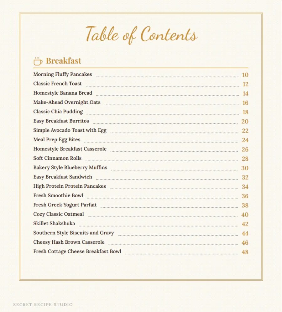 Table of contents page from the ebook